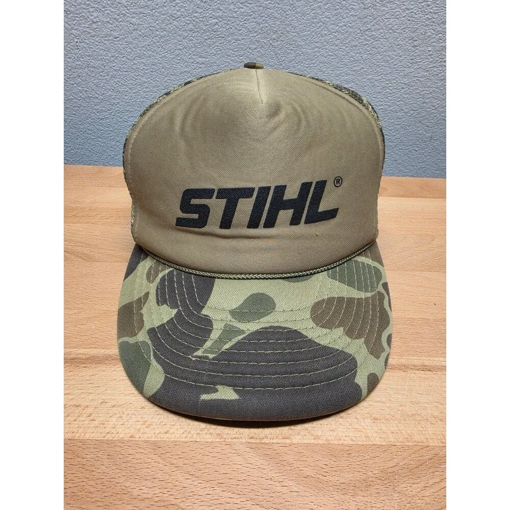 STIHL Trucker Hat Men's Adjustable Olive Green Duck Camo Mesh Snapback OTTO CAP